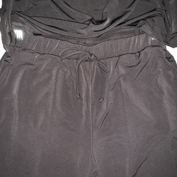 Black Women's V-Neck Top and Drawstring Jogger Set - Picture 5 of 8